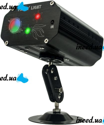 Лазерный проектор для помещения Laser Mini Party Light EMS 083 светодиодный стробоскоп 48 LED узоров RGB прожектор, диско лазер с пультом ДУ 9W