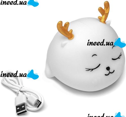 Дитячий настільний нічник Олень Cute Deer Silicone Night Light YT-8812 акумуляторний силіконовий світильник з RGB підсвічуванням і сенсорним датчиком