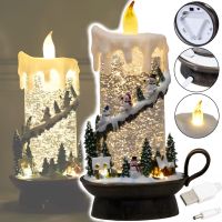 Christmas Musical Lamp XMAS WDL 21020B Decorative Candle with Snowmen, table Night Light with LED backlight on USB Batteries