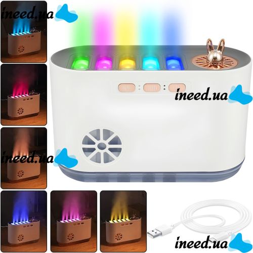 Зволожувач повітря нічник Aroma Humidifier LA-0649 700 мл ультразвуковий настільний очищувач, аромадифузор з RGB LED підсвічуванням USB Білий
