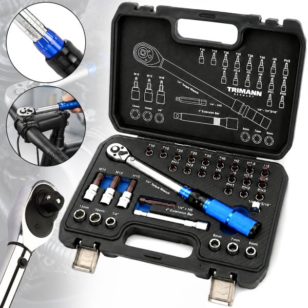 Trimann TM-32 Tool Set with a 5–25 Nm Torque Ratchet and 32-Piece Bit Set, Handheld Quick-Release Ratchet Wrench Set in a Case