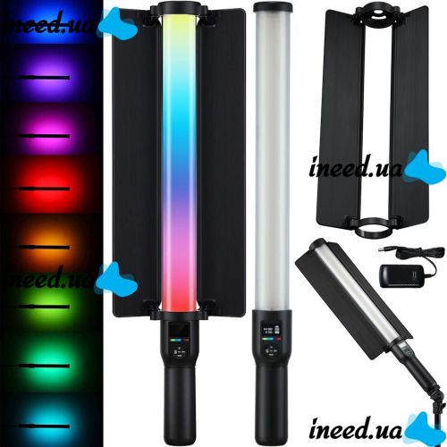 Осветитель селфи-лампа RGB Stick Lamp LC500R светодиодный LED жезл с дефлектором 2500К-8500К отражатель прожектор, цветной селфи стик для фото LS-188