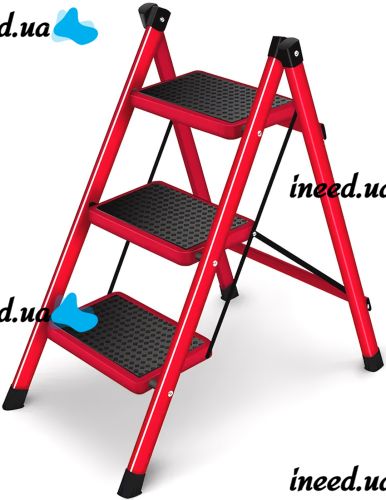 Folding stepladder for 3 steps Mastar 3 Step Ladders up to 150 kg folding three-stage one-way ladder with anti-slip coating 84x40 cm