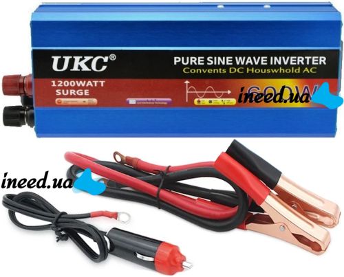 Перетворювач з чистою синусоїдою UKC AC/DC 12V-220V 600W автомобільний інвертор напруги струму 12В 220В 600 Вт акумулятор від прикурювача
