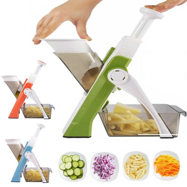 Universal Manual Grater Slicer Safe Mandoline Slice Chopper for Vegetables and Fruits, Multifunctional Multi-slicer Vegetable Slicer with Container
