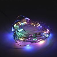 Внутренняя цветная гирлянда Роса RGB 5 м нить капля росы на медной проволоке 50 диодов, LED светодиодная новогодняя гирлянда-нить на батарейках M