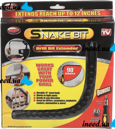 Гнучкий подовжувач з викруткою Snake Bit TOO SB-48 набір змінних біт з гнучкою насадкою для викрутки, шуруповерта і дрилі 30 см магнітний вал SB48