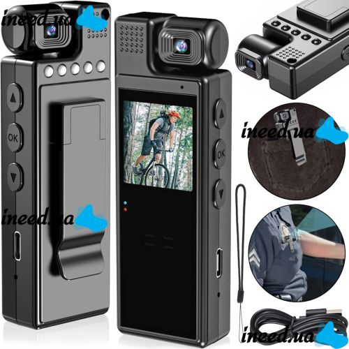 Нагрудна міні камера відеоспостереження L9 1080p Full HD боді-камера з дисплеєм поворотною лінзою і датчиком руху Wi Fi відеореєстратор з кліпсою