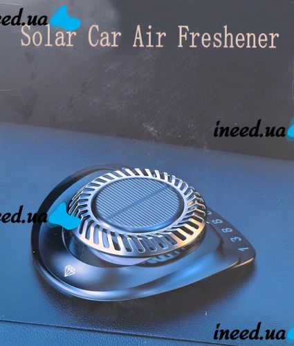Car fragrance Solar Car Air Freshener solar powered diffuser and license plate on the dashboard of the car True Paradise
