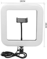 Квадратна кільцева селфи лампа Square Light D35 28 см підлогова світлодіодна LED лампа з тримачем для телефону для фото і відеозйомки USB
