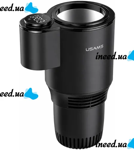 Usams US-ZB160 Smart Car Cup Holder with Beverage Heating and Cooling Function—0-60 Smart Mug with Display, Powered by a 12V Car Cigarette Lighter