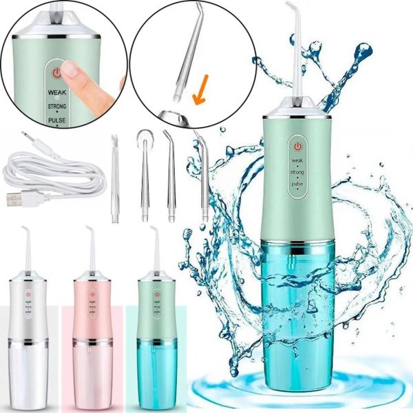 Oral Irrigator 230 ml Portable Oral Irrigator PR-230, Wireless Portable Medical Dental Cleaner with 4 Nozzles Included