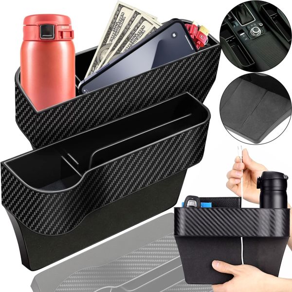Автомобильный щелевой органайзер подстаканник Car Organiser Green Lion 2 штуки между сиденьями для хранения мелочей держатель на сиденье машины Черный
