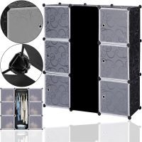 Складна шафа органайзер для речей Storage Cube Cabinet MP-29 110х110х35 см пластикова тумба на 7 секцій поличка для одягу та взуття Чорна