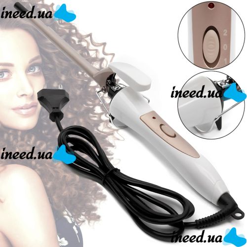 Плойка для афро кучерів Promozer MZ-2218 9 мм тонка афроплойка для завивки і укладання волосся, керамічні дрібні щипці з індикатором і підставкою 35W
