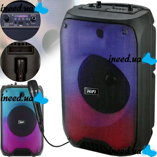 TMG HiFi RX-6168 10W Wireless Bluetooth Speaker with Microphone and RGB LED Backlight, Rechargeable Bluetooth Speaker USB AUX for Android IOS Black