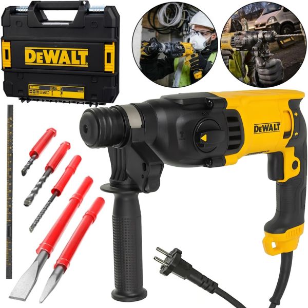 DeWalt D25143K 900W 3.2J SDS-Plus rotary hammer drill chuck 3 drilling modes, Devolt 900W electric perforator in a case
