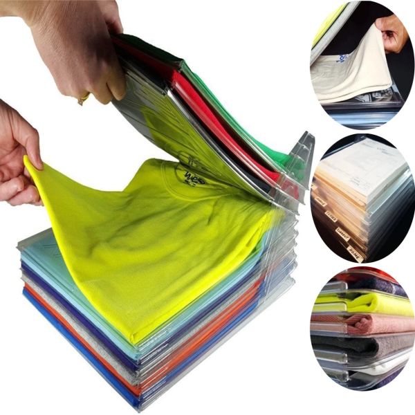 10 pcs Ezstax Clothes storage organizer, Set of compartments for clothes, notebooks, documents, Plastic divider for clothes
