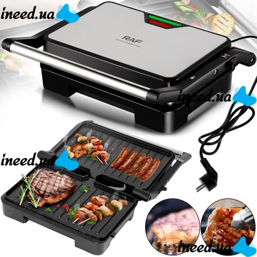 Electric contact grill RAF R.240 1000W pressed double-sided electric grill with non-stick coating for meat and steaks Steak Machine
