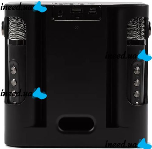 Rechargeable Karaoke Speaker Peterhot A99 Acoustic Bluetooth System with Two Wireless Microphones and RGB Color Music USB microSD CL-227