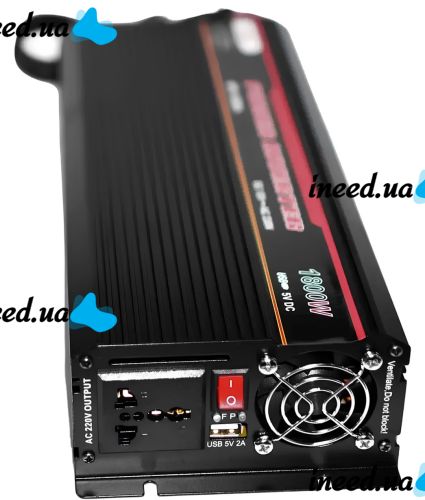 Автомобільний перетворювач інвертор UKC UPS-1800A 12V-230V 1800W автоперетворювач напруги струму AC/DC від мережі та акумулятора 12В 230В
