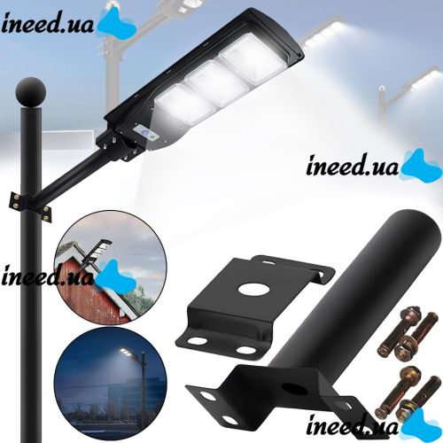 Тримач для вуличного ліхтаря на стовп Solar Street Light 4.8 см настінне кріплення, круглий кронштейн з анкерами для світильників до 20 кг Чорний