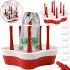 Folding Cup Dryer Kaiwen Folding Table Stand Flower Dryer, Holder with Grill and Cup Racks for Kitchen Red