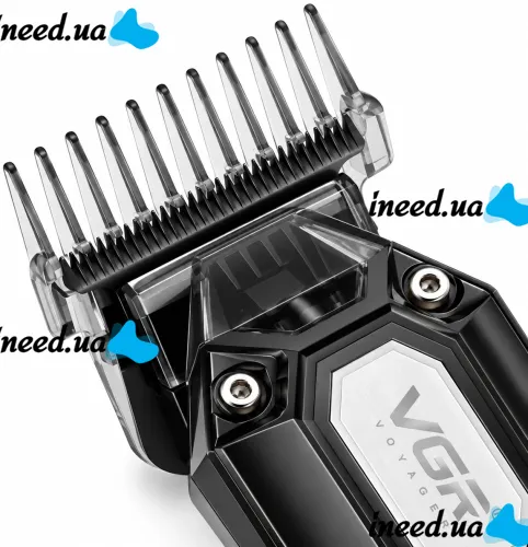 VGR V-900 5W Cordless Hair Clipper—a cordless men's trimmer for trimming beards and mustaches, featuring interchangeable attachments and a USB display