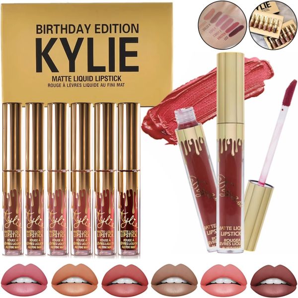Набор жидких матовых помад Kylie Birthday Edition KL6 блеск для губ 6 оттенков 0.65 мл комплект декоративной женской косметики для макияжа Кайли