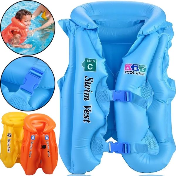 Детский надувной жилет Swim Vest BT-IG-0005 спасательный для плавания с подголовником от 3 до 14 лет, Надувная защитная жилетка S, M, L для детей