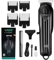 Акумуляторна машинка для стрижки волосся VGR V-982 4 змінні насадки, бездротовий чоловічий тример для окантовки бороди і вусів з LED дисплеєм USB