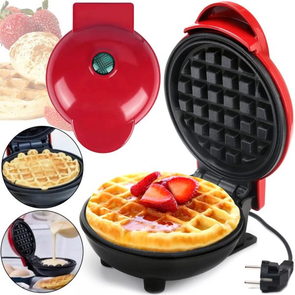 Electric Mini Waffle Maker Mini Maker Waffle MAG-686 10.5cm Waffle Maker for Viennese and Belgian Waffles XL-287 with non-stick coating 350W Red
