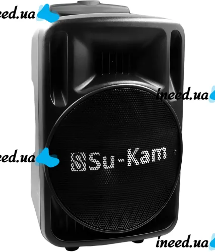 Аккумуляторная колонка караоке Su-Kam BT-100D 500W USB AUX SD портативная акустическая Bluetooth система с беспроводным микрофоном 12V/220V Черная