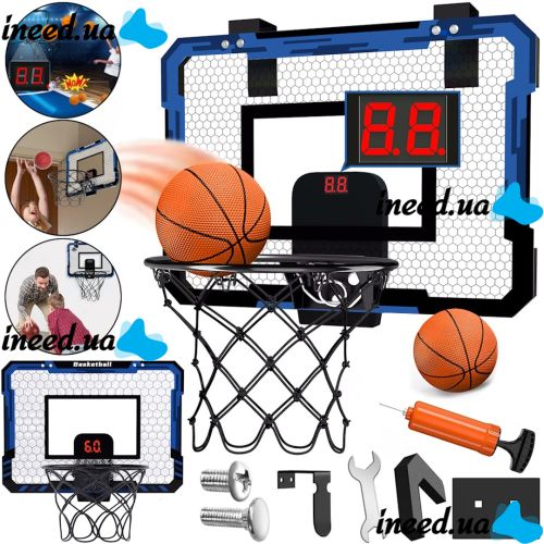 Баскетбольный набор Basketball Hoop HFD002A-09 подвесной щит с кольцом, электронным таблом и креплением, комплект для игры в баскетбол от 3-х лет