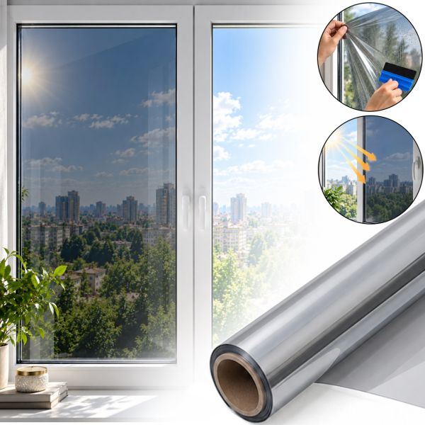 Proffilms Silver PS-40 Self-Adhesive Window Tint Film, 5 m x 60 cm, for sun protection; sun-blocking window film, 500 x 60 cm