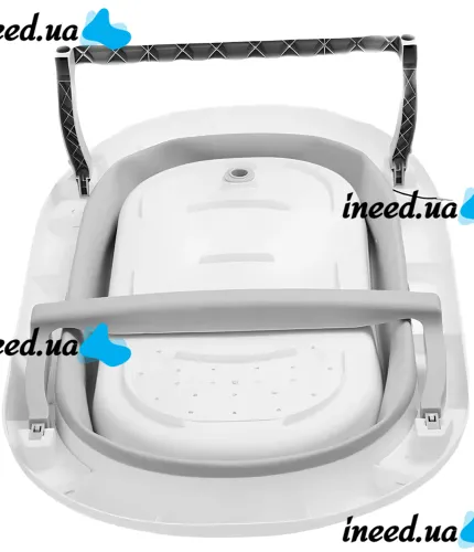 Smart Babyhood BH-334G folding baby bathtub for babies with LED thermometer, cushion and shower handle Grey