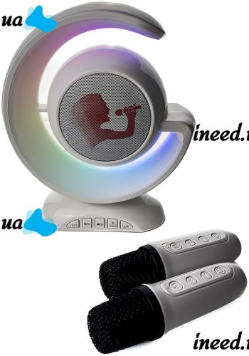 Portable Night Light with Karaoke Lightshow YS-110 Desktop Wireless Lamp with Bluetooth Speaker, Two Microphones and RGB LED Backlight