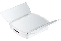 Desktop Triple Mirror with Magnification My Fold Away MA-17 Cosmetic Organizer for Storing Cosmetics and Battery-powered Makeup Backlight