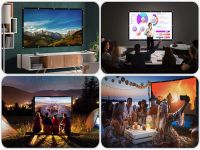 Projector Screen 72 inches, wall-mounted Projection Portable Hanging HD Screen for Presentations, canvas with Frame 180-degree view 156X86 cm