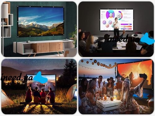 Projector Screen 72 inches, wall-mounted Projection Portable Hanging HD Screen for Presentations, canvas with Frame 180-degree view 156X86 cm