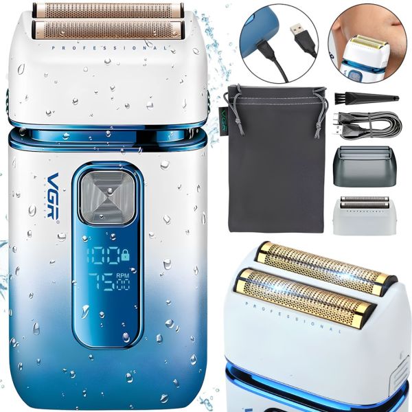 VGR V-362 cordless electric shaver VGR V-362 cordless men's shaver for dry and wet shaving IPX6 beard and mustache trimmer V362 by USB