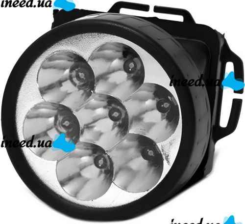 Налобний ліхтар на голову Bright Light Lamp 1396 7 LED ламп з кріпленням гумкою на лоб, портативний світлодіодний ліхтарик на батарейках 100LM Чорний