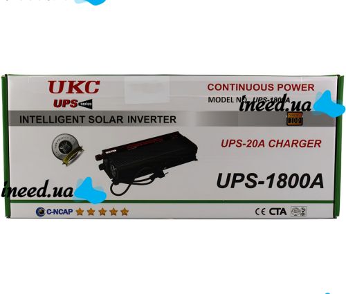 Автомобільний перетворювач інвертор UKC UPS-1800A 12V-230V 1800W автоперетворювач напруги струму AC/DC від мережі та акумулятора 12В 230В