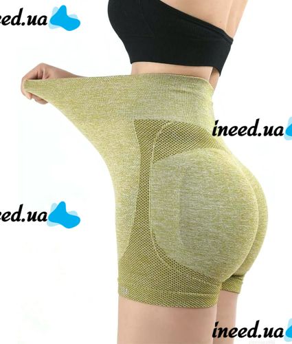 Women's Seamless Lifting Yoga Shorts XZY8855 Stretchy High Waist Push-Up Sport Cycling Shorts for Fitness Yellow S-XXL