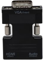 Конвертер HDMI-VGA OUT Black адаптер для перетворення сигналу 1080p з аудіо виходом, перехідник з HDMI на VGA кабель 3.5 мм jack Чорний