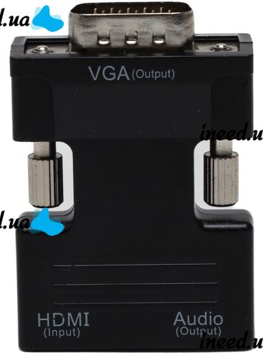 Конвертер HDMI-VGA OUT Black адаптер для перетворення сигналу 1080p з аудіо виходом, перехідник з HDMI на VGA кабель 3.5 мм jack Чорний