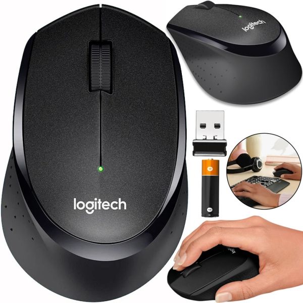 Беспроводная оптическая мышь Logitech M330 Silent Plus Black игровая геймерская мышка на батарейке для ПК компьютера и ноутбука 2.4GHZ USB Черная