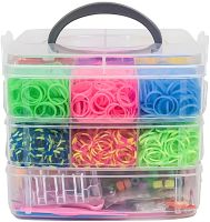 Набор резинок для плетения браслетов Band Accessory Case NR-1 комплект 3 яруса с крючком и держателем для рукоделия 1500 штук в кейсе от 3-х лет