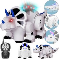 Робот динозавр на радіокеруванні Multifunctional Robot T18B інтерактивна іграшка Трицератопс зі світловими і звуковими ефектами на батарейках