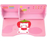 Bambi JU-5129 Convertible Children's Desk and Chair Set—Height-Adjustable Desk and Chair with Shelves and Backpack Holder, 26X-157, Pink